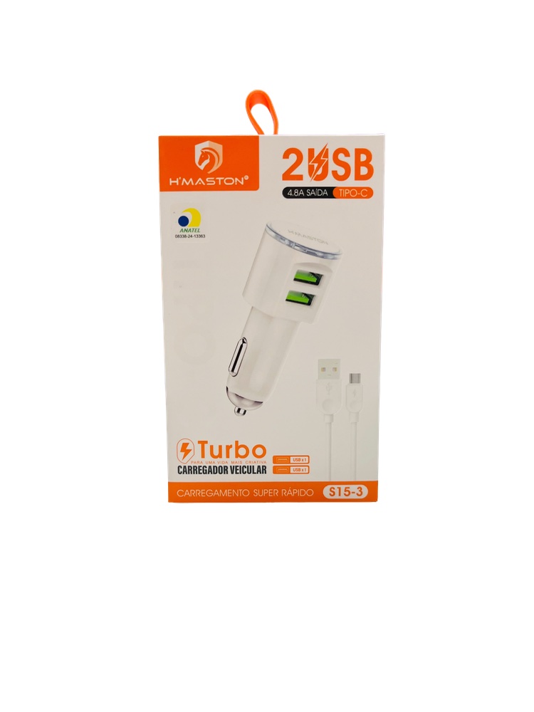 Carregador para carro Veicular 2 Usb 4,8a Tipo C
