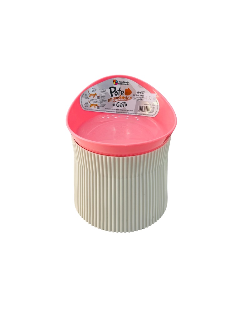 Comedouro Ergonômico - Rosa Para Gatos 