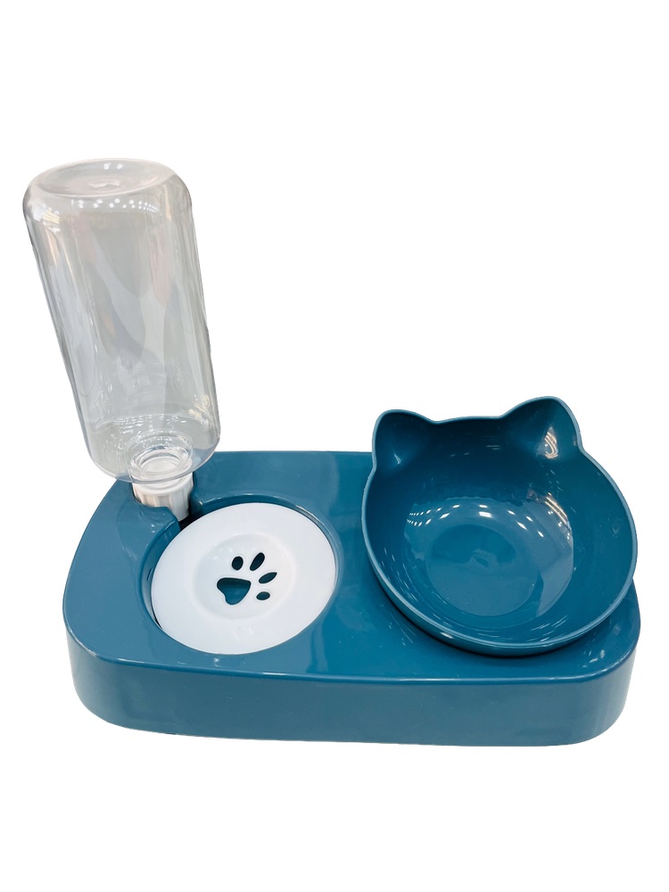 Comedouro E Bebedouro - Azul Para Gatos