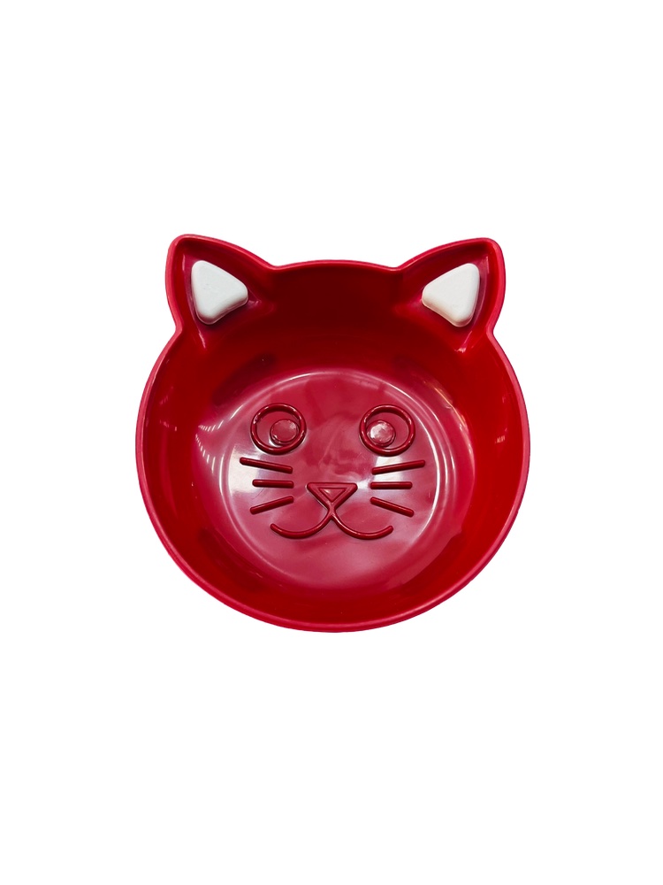 Comedouro Pequeno - Formato De Gato Vermelho